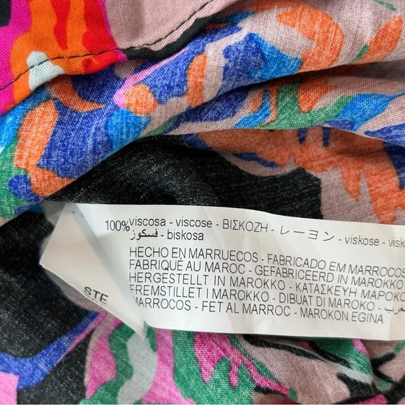 Zara Women’s L Bold Floral Print Long Sleeve Blouse 100% Viscose Artsy Boho Top - Picture 10 of 10